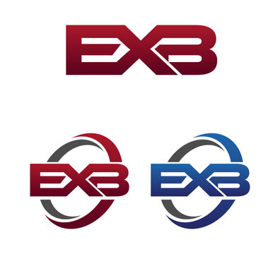 Modern 3 Letters Initial logo Vector Swoosh Red Blue EXB