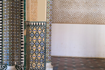 Ceramic colored wall in the Alhambra palace of Granada.
