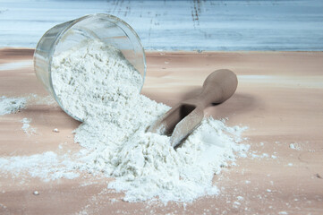 flour in a wooden spoon