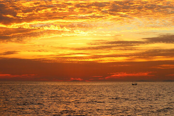 peaceful ocean with beautiful sunset background