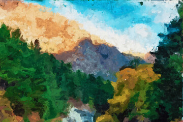 Obraz na płótnie Canvas Abstract oil painting holiday landscape illustration