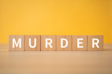 「MURDER」と書かれた積み木