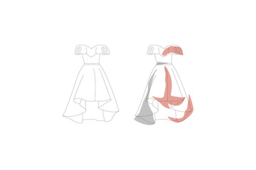 Mannequin Woman Dress Fashion Casual Clothes Model Freehand Sketch illustration