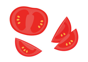 カットされたトマトのイラスト
