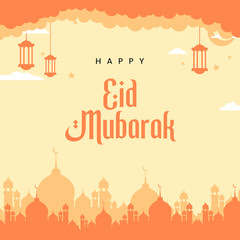 Eid Mubarak design in cartoon vector