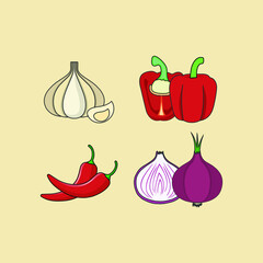Set of seasoning in cartoon vector