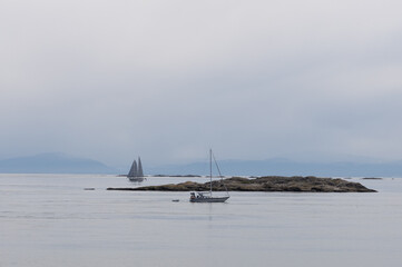 Sailboat and island
