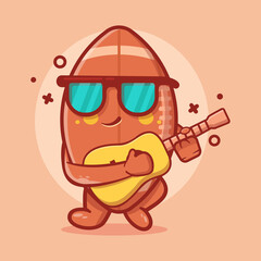 cool rugby ball character mascot with playing guitar isolated cartoon in flat style design