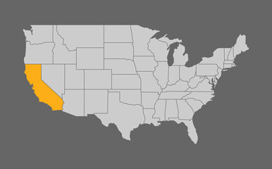 Map of the United States with California highlight