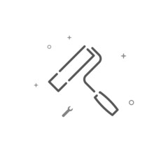 Paint roller simple vector line icon. Repair and decoration, finishing facilities symbol, pictogram, sign isolated on white background. Editable stroke. Adjust line weight.