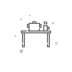Dinner table simple vector line icon. Home furniture. Symbol, pictogram, sign isolated on white background. Editable stroke. Adjust line weight.