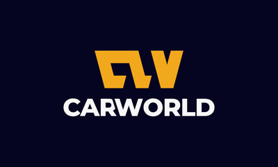 vector graphic illustration logo design for monogram initial letter CW for car world in simple style