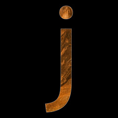 lowercase letter j - wood texture - black background