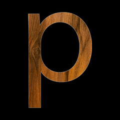 lowercase letter p - wood texture - black background