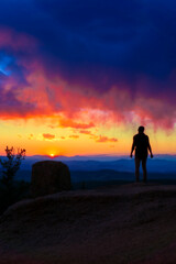 Fototapeta na wymiar Silhouette Sunrise On Mountain
