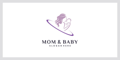 Fototapeta premium Mom and baby logo with modern style concept