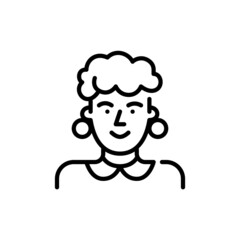Stylish old lady in retro clothes. Pixel perfect, editable stroke icon