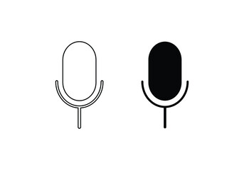 Voice recorder icon flat with vector illustration - silhouette style vector icons