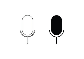 Voice recorder icon flat with vector illustration - silhouette style vector icons