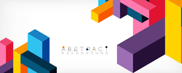 Abstract background. 3d cubes, cubic elements and blocks. Techno or business concept for wallpaper, banner, background, landing page