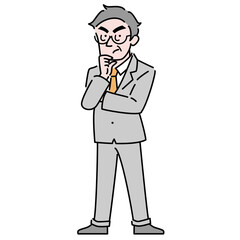 Obraz premium 管理職の男性 イラスト素材 考えている