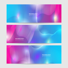 Set of futuristic technology digital abstract dark blue colorful design banner. Vector abstract graphic design banner pattern background web template.