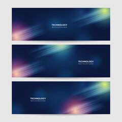 Set of futuristic technology digital abstract dark blue colorful design banner. Vector abstract graphic design banner pattern background web template.