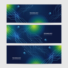 Set of futuristic technology digital abstract dark blue colorful design banner. Vector abstract graphic design banner pattern background web template.