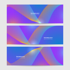 Fototapeta premium Set of futuristic technology digital abstract dark blue colorful design banner. Vector abstract graphic design banner pattern background web template.