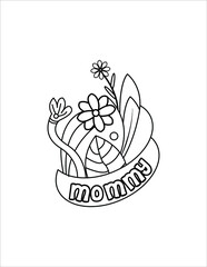 Mother's Day Coloring page for kids cut file vector collection