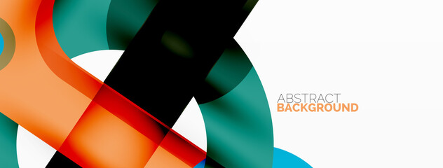 Obraz premium Minimalist geometric abstract background. Lines, circles with shadow effects composition wallpaper design