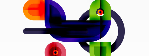 Creative geometric wallpaper. Minimal geometric background with round shapes. Trendy techno business template for wallpaper, banner, background or landing