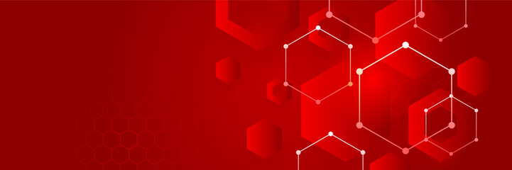 Futuristic technology digital abstract red colorful design banner. Abstract red banner background with particles and wave shapes. Vector abstract graphic design banner pattern background web template.