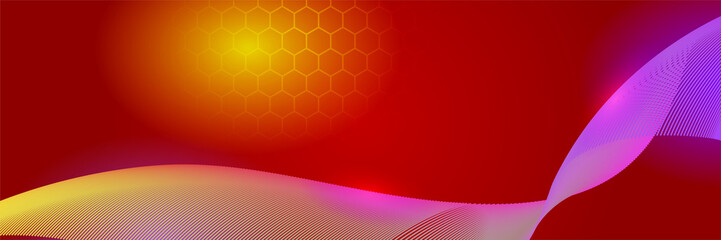 Futuristic technology digital abstract red colorful design banner. Abstract red banner background with particles and wave shapes. Vector abstract graphic design banner pattern background web template.
