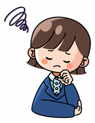 ぐるぐると悩むスーツ姿の女性のイラスト