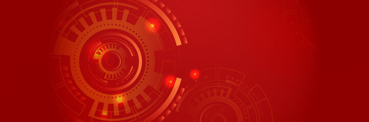 Futuristic technology digital abstract red colorful design banner. Abstract red banner background with particles and wave shapes. Vector abstract graphic design banner pattern background web template.