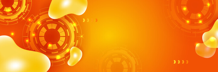 Obraz premium Modern minimal orange futuristic technology science background design . Abstract orange banner vector illustration. Yellow orange vector abstract graphic design. Banner Pattern background template.