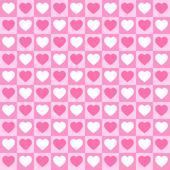 Tiny hearts chess grid seamless pattern. hearts background design for fabric and decor. illustration vector 10 eps.