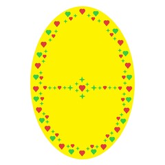 Easter yellow egg with hearts and stars. 3D Render