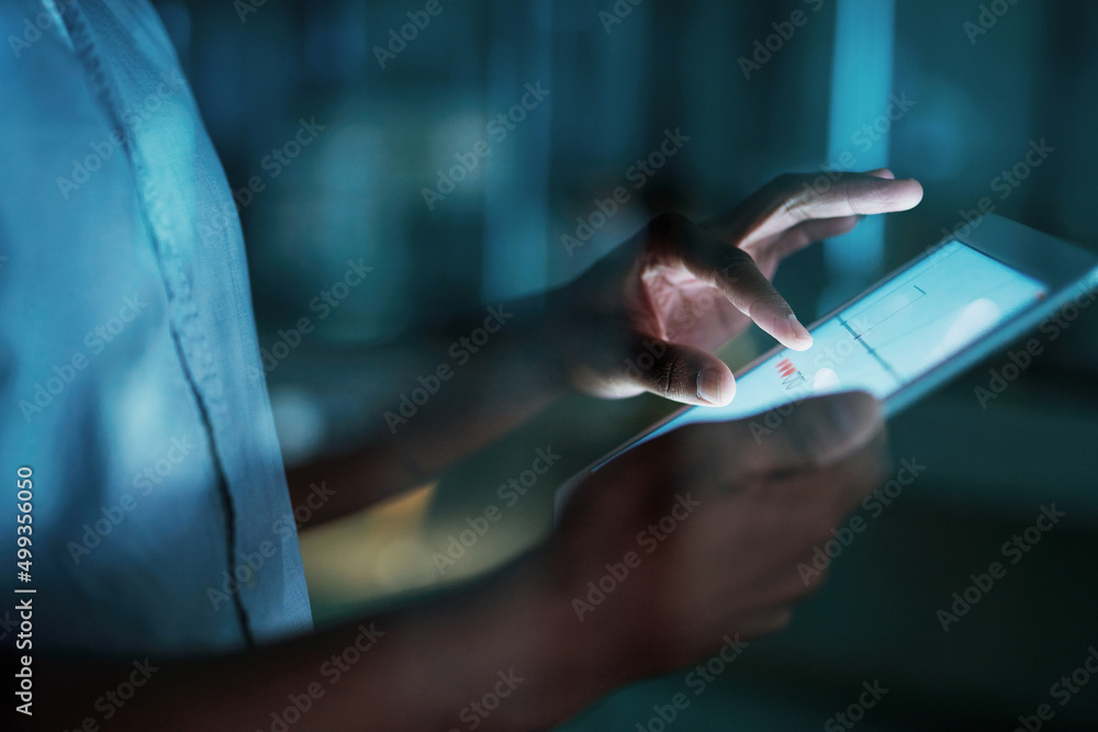 Aufkleber every tap keeps him on task. shot of an unrecognisable businesswoman using a digital tablet during a