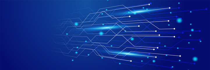 Network technology digital dark blue colorful design banner