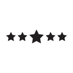 5-star symbol isolated on white background. Rating sign where the star in the middle is bigger than the rest of the stars