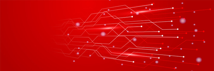 Abstract red futuristic technology network science AI hi tech banner background. Vector abstract graphic design banner pattern background web template.