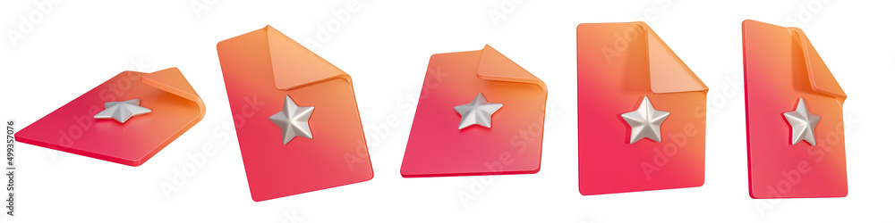 Poster file document concept - realistic paper icon set. 3d render.