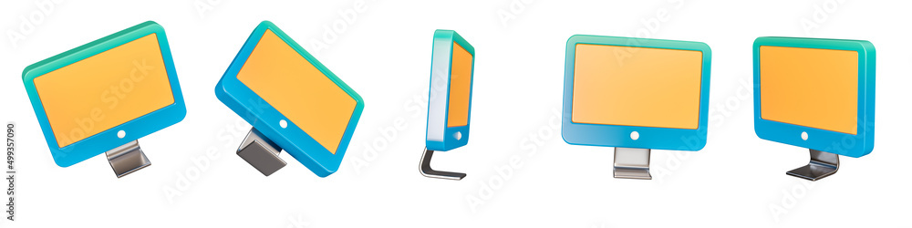 Poster 3d render of monitor set. realistic object. can use for printing and website.