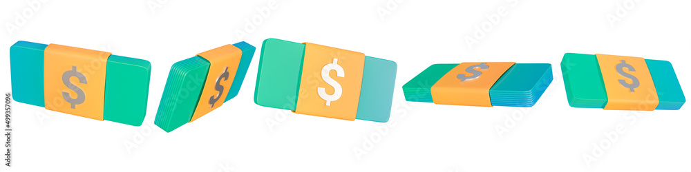 Poster set of money. packing in bundles of bank notes isolated on white background. web site page and mobil