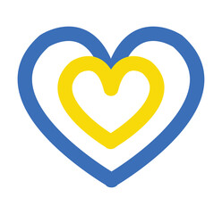 Love Ukraine clipart element. Blue and yellow vector hearts, peaceful colors of Ukrainian flag