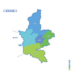 熊本市行政区・熊本市地図 雨の日カラーで色分けしてみた