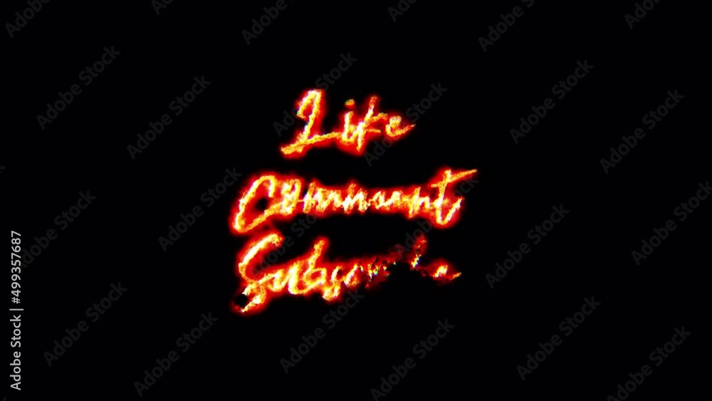 Poster fire burn text of like comment subscribe word. the like comment subscribe loop animation. 4k renderi