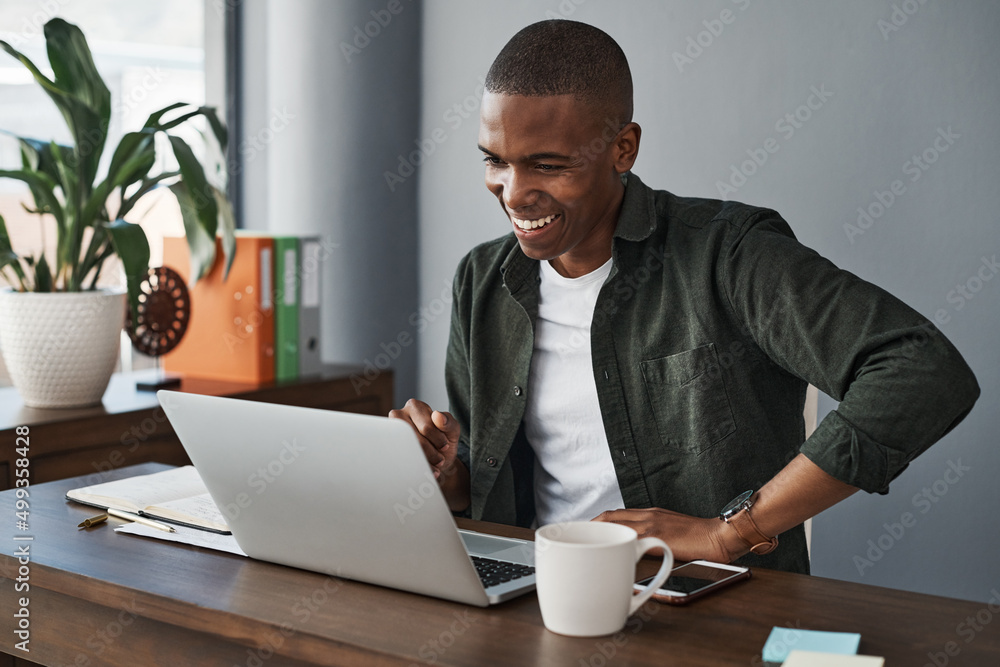 Aufkleber i shouldve been working from home all along. shot of a young businessman using his laptop while work